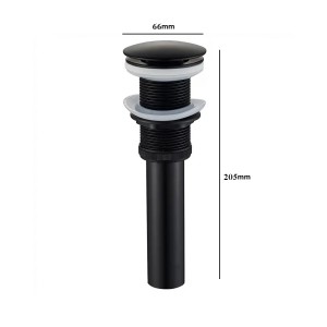 NARON Αυτόματη βαλβίδα νιπτήρα κλικ κλακ ορειχάλκινη χωρίς υπερχείλιση NR809010 Black Mat