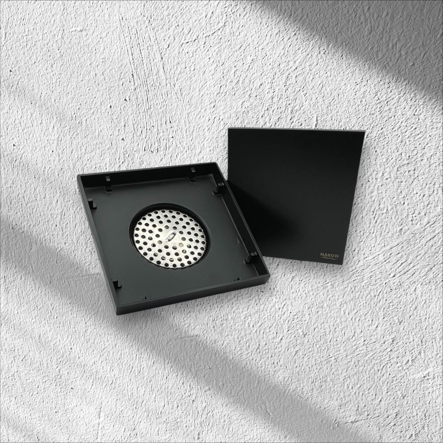 NARON Τετράγωνο σιφόνι μπάνιου 15εκ X 15εκ NR2010 BLACK MAT