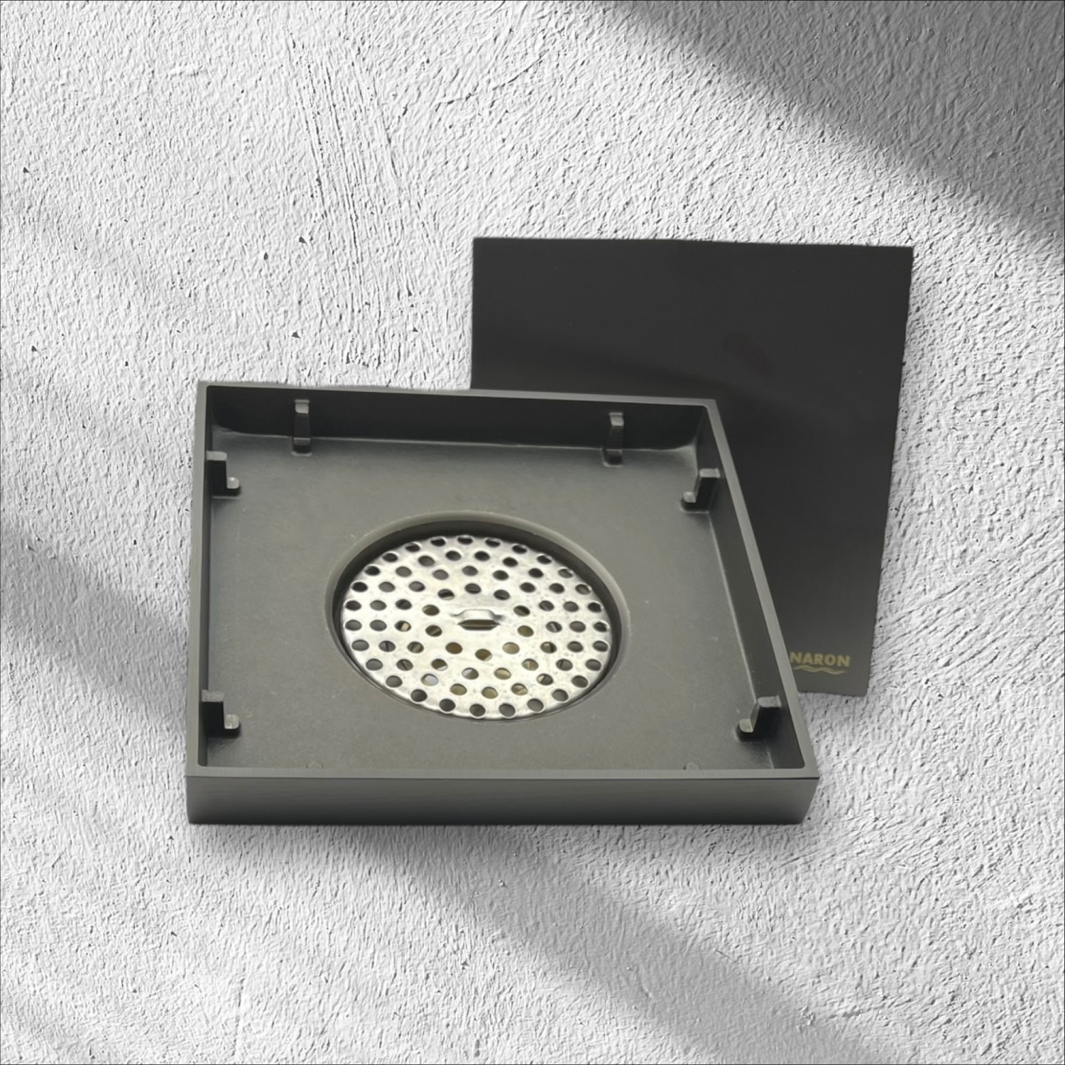 NARON Τετράγωνο σιφόνι μπάνιου 15εκ X 15εκ NR2010 Gun Grey