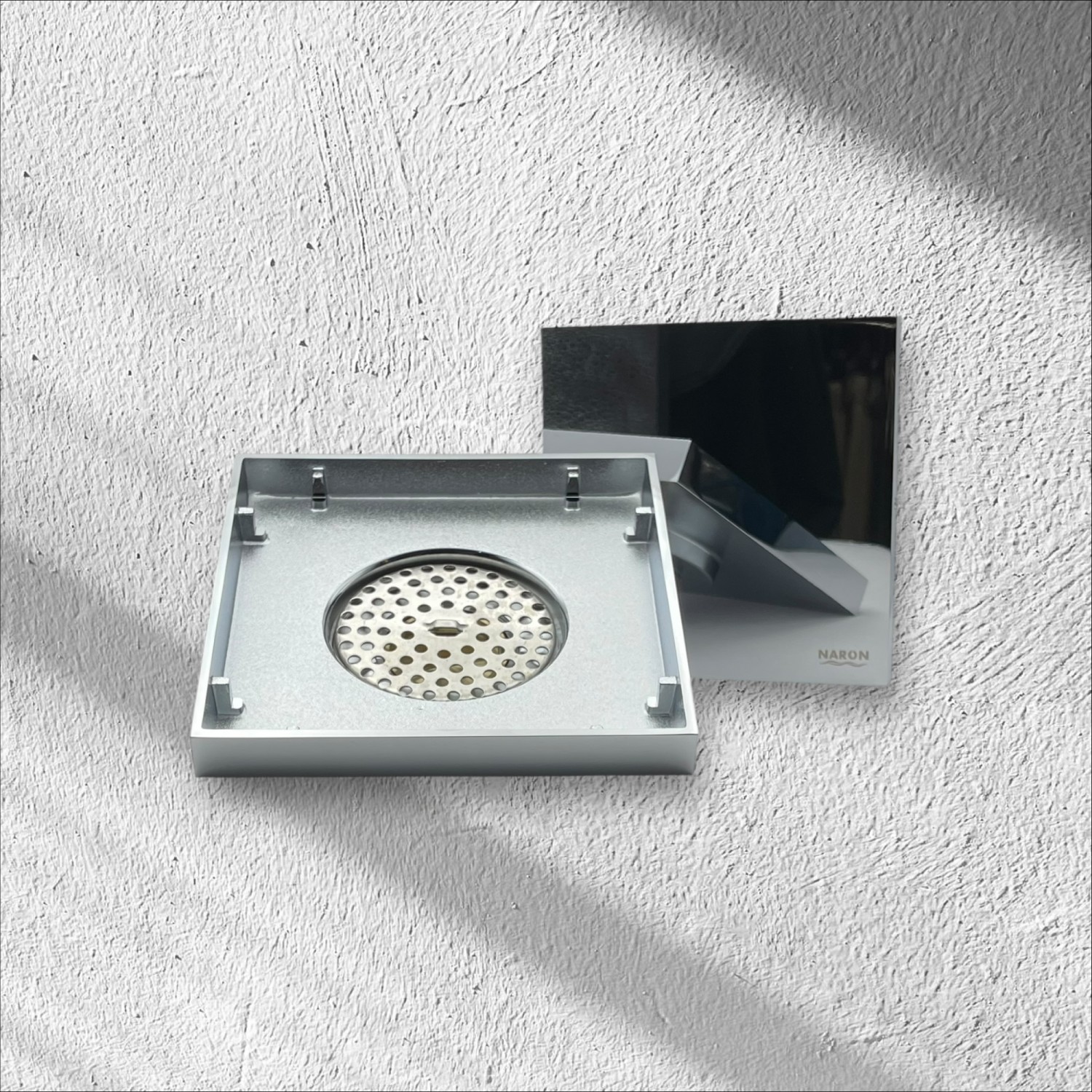 NARON Τετράγωνο σιφώνι μπάνιου 15εκ X 15εκ NR2010 CHROME