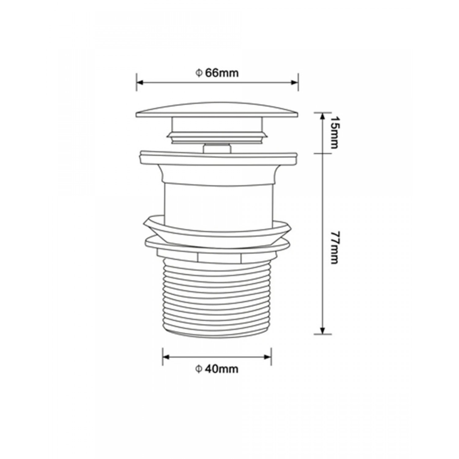 NARON Αυτόματη βαλβίδα νιπτήρα κλικ κλακ ορειχάλκινη χωρίς υπερχείλιση NR809010 Black Mat