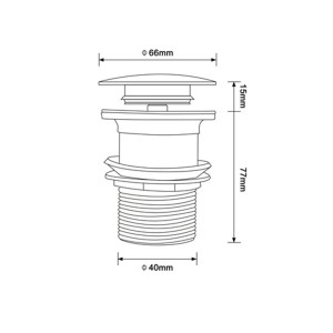 NARON Αυτόματη βαλβίδα νιπτήρα κλικ κλακ ορειχάλκινη χωρίς υπερχείλιση NR809010 Black Mat