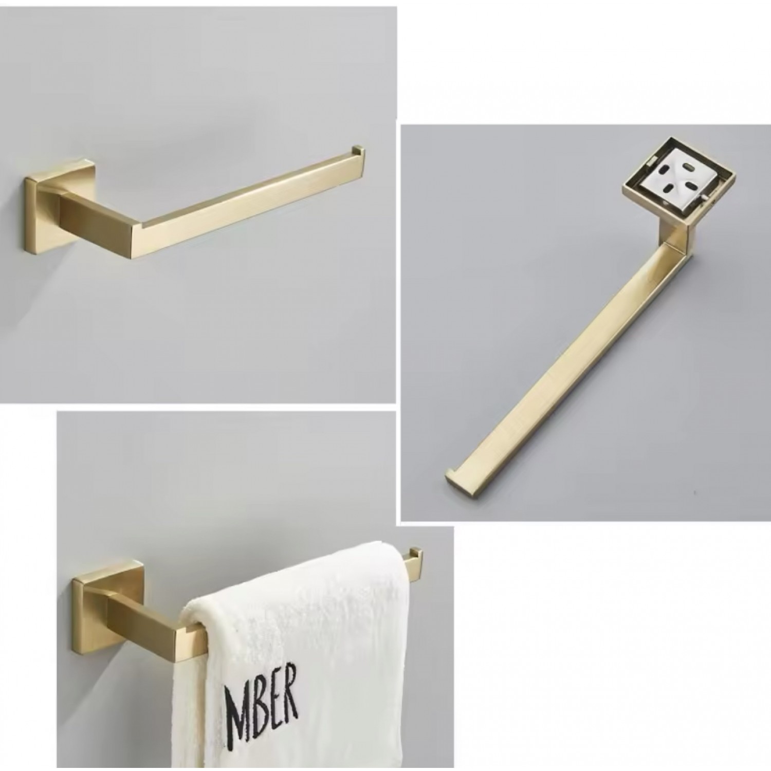 NARON Σετ πετσετοκρεμάστρες μπάνιου ανοξείδωτο ατσάλι 4τμχ NR-6044 Brushed Gold