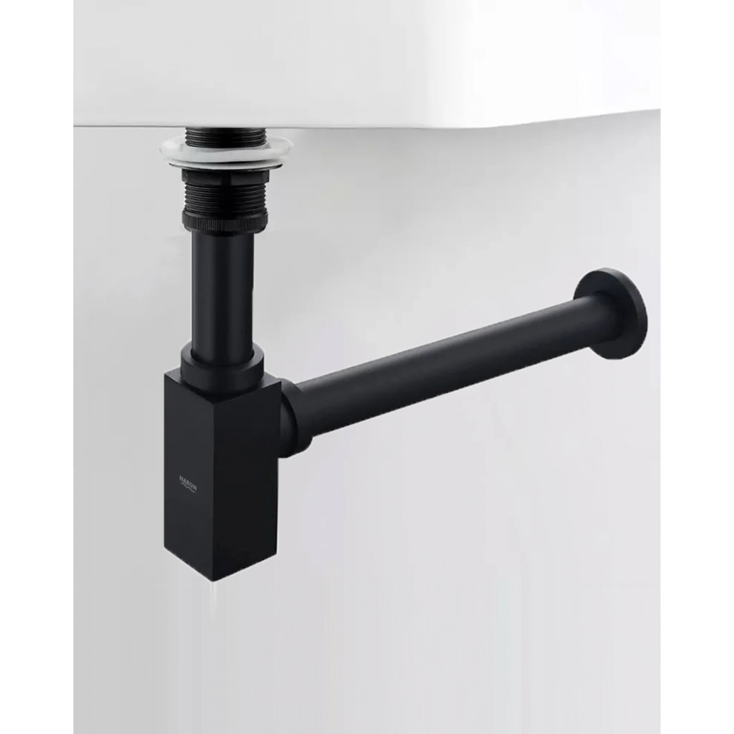 Naron Μεταλλικό Σιφώνι  Νιπτήρα Τετράγωνο NR809011 BLACK MAT