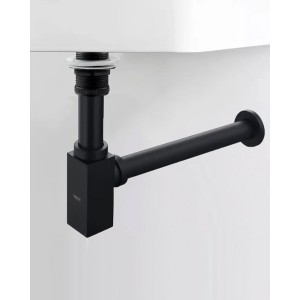 Naron Μεταλλικό Σιφώνι  Νιπτήρα Τετράγωνο NR809011 BLACK MAT