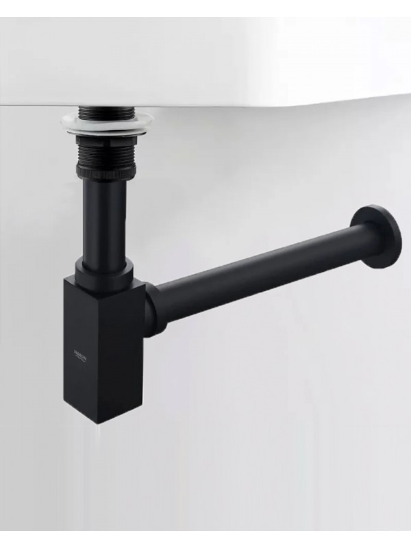 Naron Μεταλλικό Σιφώνι  Νιπτήρα Τετράγωνο NR809011 BLACK MAT