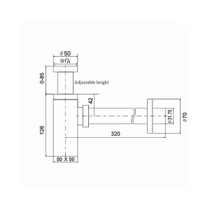 Naron Μεταλλικό Σιφώνι  Νιπτήρα Τετράγωνο NR809011 CHROME