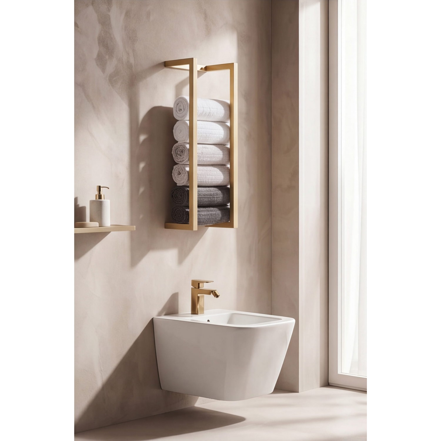 NARON Μεταλλική Πετσετοκρεμάστρα τοίχου NR6145 BRUSHED GOLD Σπίτι-Κήπος
