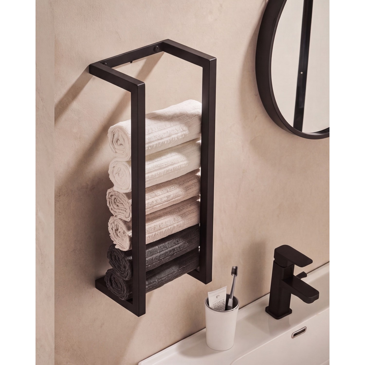 NARON Μεταλλική Πετσετοκρεμάστρα τοίχου NR6145 BLACK MAT Σπίτι-Κήπος