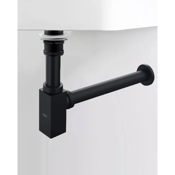 Naron Μεταλλικό Σιφώνι  Νιπτήρα Τετράγωνο NR809011 BLACK MAT