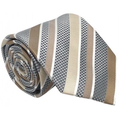 Γραβάτα φαρδιά ριγέ CND 079 ΓΚΡΙ/ΜΠΕΖ