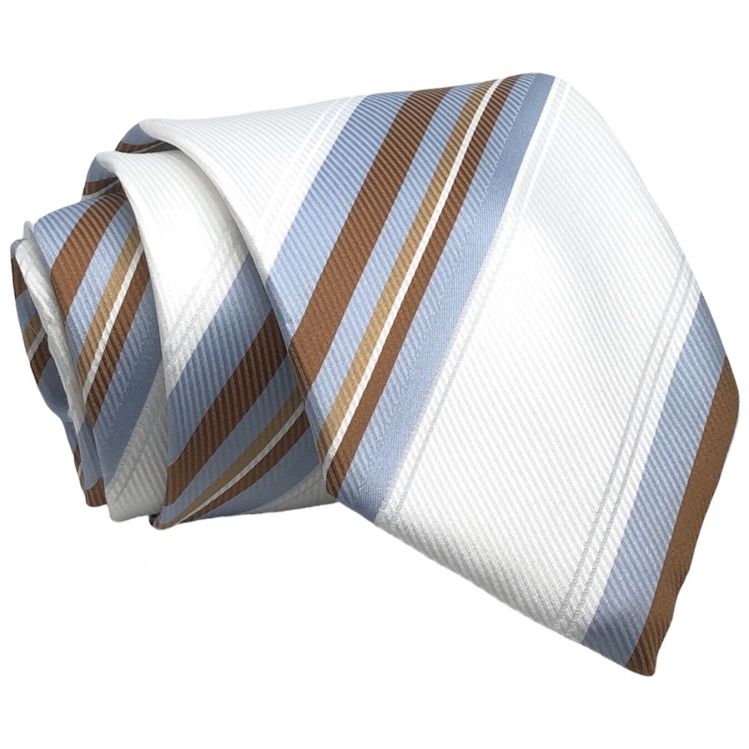 Γραβάτα φαρδιά ριγέ 100% Μετάξι CND 105 ΛΕΥΚΟ