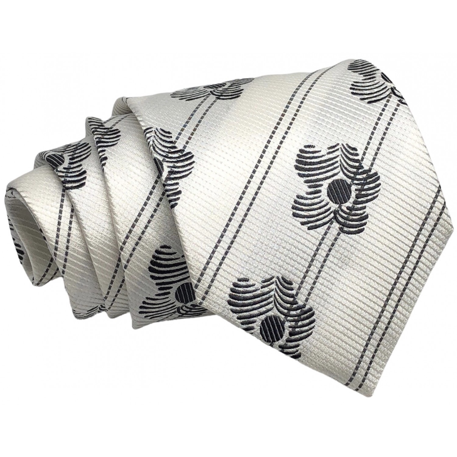 Γραβάτα φαρδιά Μεταξωτή εμπριμέ CND 136 Λευκό