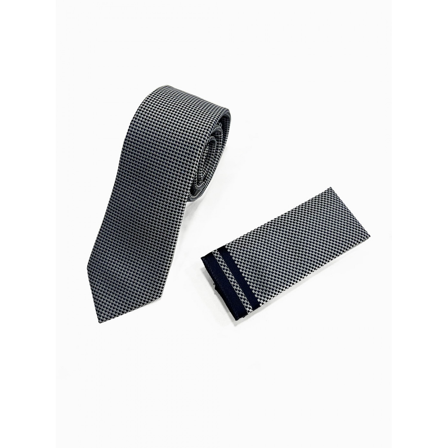 Life Style Butiken LS33-6099 Γκρι Ανδρική Γραβάτα Με Μαντηλάκι