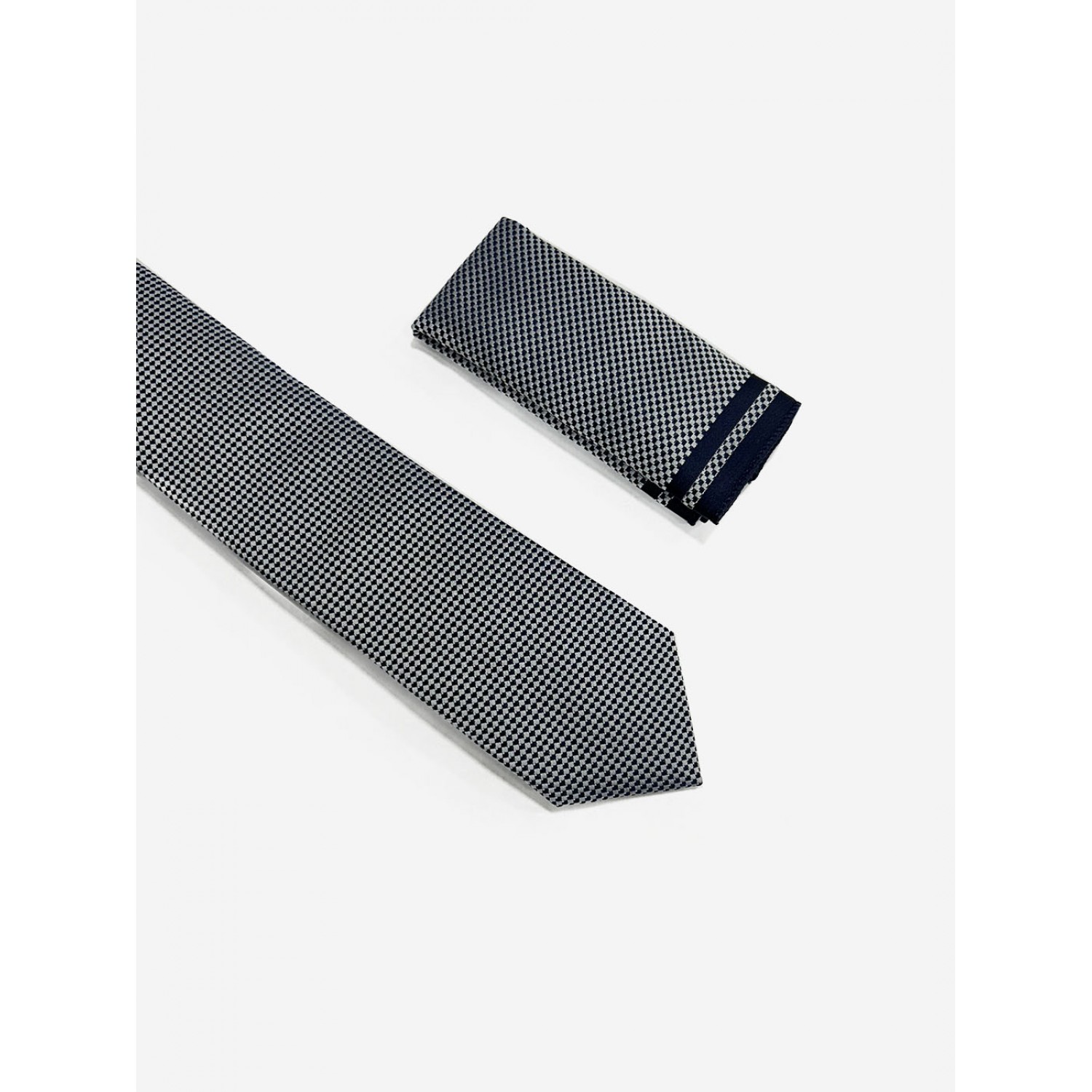 Life Style Butiken LS33-6099 Γκρι Ανδρική Γραβάτα Με Μαντηλάκι