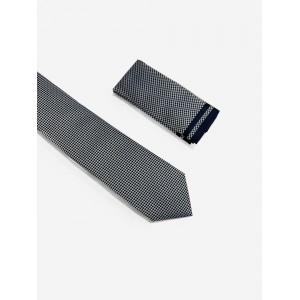 Life Style Butiken LS33-6099 Γκρι Ανδρική Γραβάτα Με Μαντηλάκι