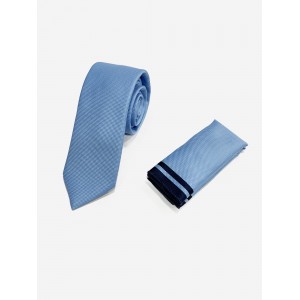 Life Style Butiken LS33-6099 Σιέλ Ανδρική Γραβάτα Με Μαντηλάκι