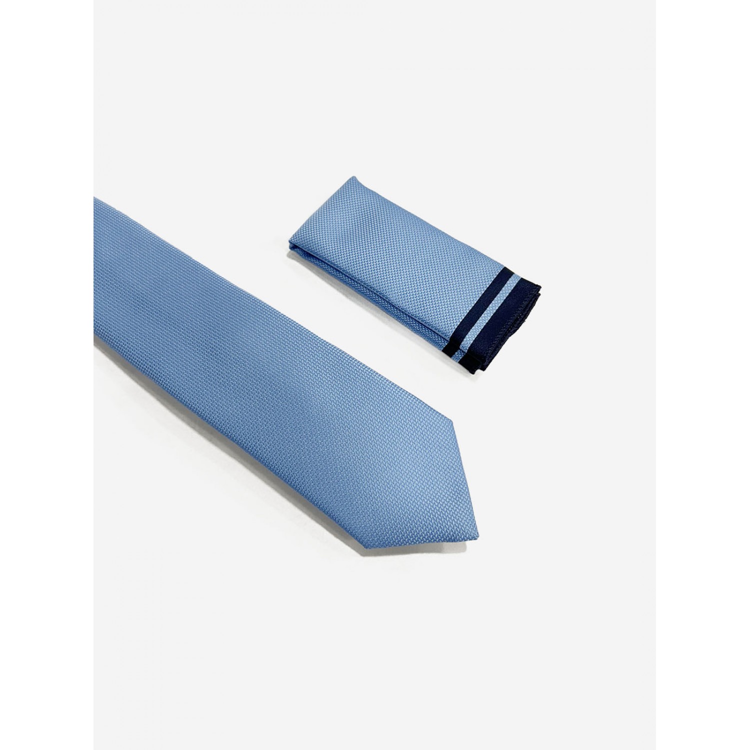 Life Style Butiken LS33-6099 Σιέλ Ανδρική Γραβάτα Με Μαντηλάκι