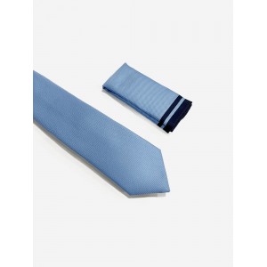 Life Style Butiken LS33-6099 Σιέλ Ανδρική Γραβάτα Με Μαντηλάκι