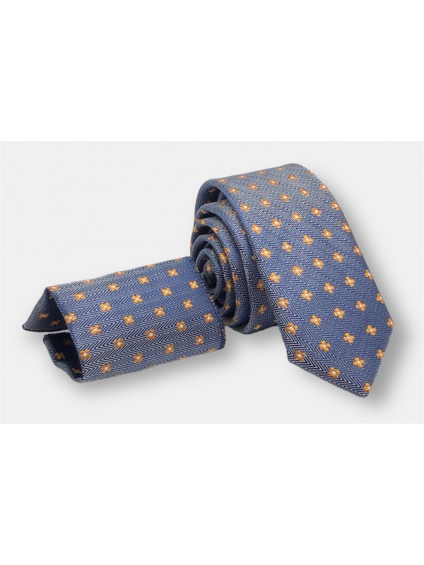 Γραβάτα στενή τύπου oxford με μαντηλάκι CND 183 Blue