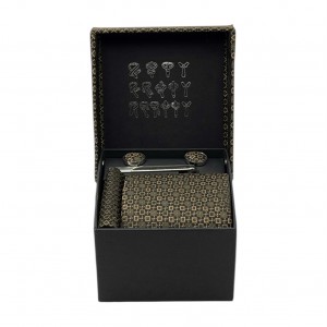 Life Style Butiken Σετ Γραβάτα με μαντήλι κλιπ γραβάτας και μανικετόκουμπα LS1006 ΚΑΦΕ