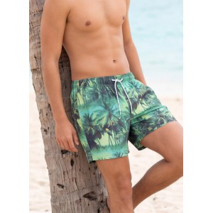 Life Style Butiken Ανδρικό Εμπριμέ Μαγιό μήκους 37 cm LS114833 GREEN Ανδρικά