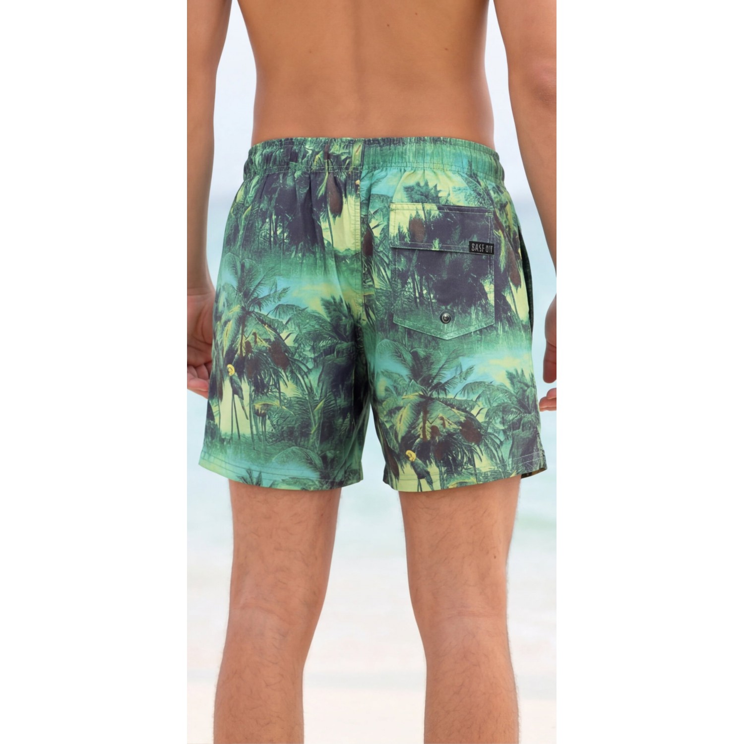 Life Style Butiken Ανδρικό Εμπριμέ Μαγιό μήκους 37 cm LS114833 GREEN Ανδρικά