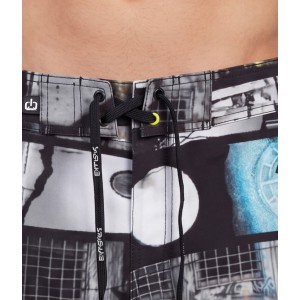 Life Style Butiken Ανδρικό Εμπριμέ Μαγιό BOARDSHORT μήκους 55 cm LS11486 BLACK Ανδρικά