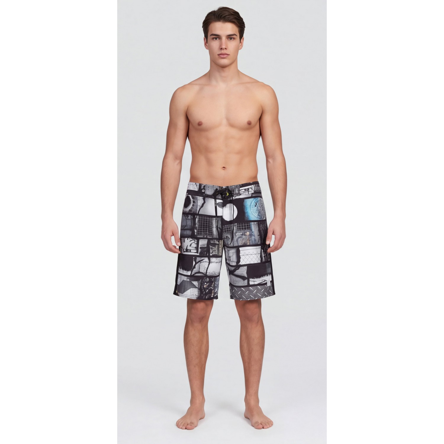Life Style Butiken Ανδρικό Εμπριμέ Μαγιό BOARDSHORT μήκους 55 cm LS11486 BLACK Ανδρικά