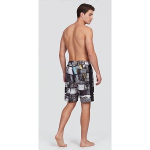 Life Style Butiken Ανδρικό Εμπριμέ Μαγιό BOARDSHORT μήκους 55 cm LS11486 BLACK Ανδρικά