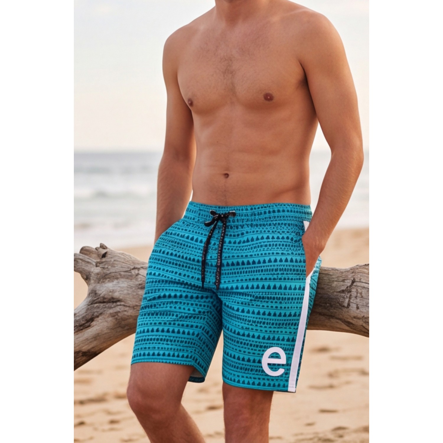 Life Style Butiken Ανδρικό Εμπριμέ Μαγιό BOARDSHORT μήκους 57 cm LS11486 PETROL Ανδρικά
