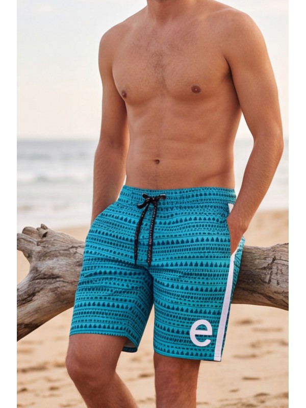 Life Style Butiken Ανδρικό Εμπριμέ Μαγιό BOARDSHORT μήκους 57 cm LS11486 PETROL