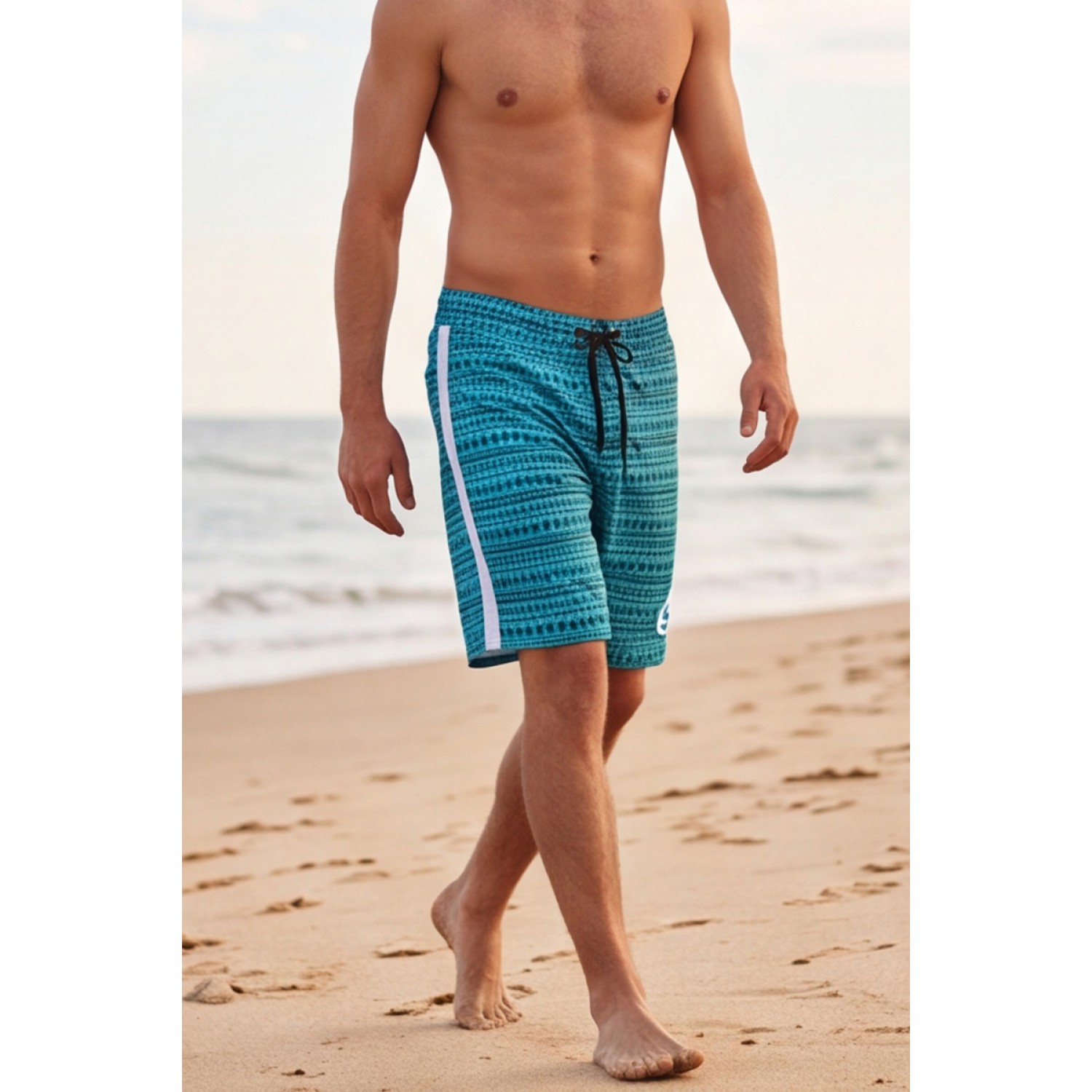Life Style Butiken Ανδρικό Εμπριμέ Μαγιό BOARDSHORT μήκους 57 cm LS11486 PETROL Ανδρικά