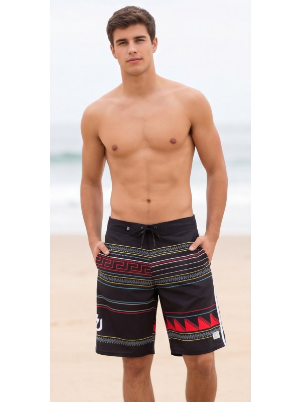 Life Style Butiken Ανδρικό Εμπριμέ Μαγιό BOARDSHORT μήκους 57 cm LS114866 BLACK