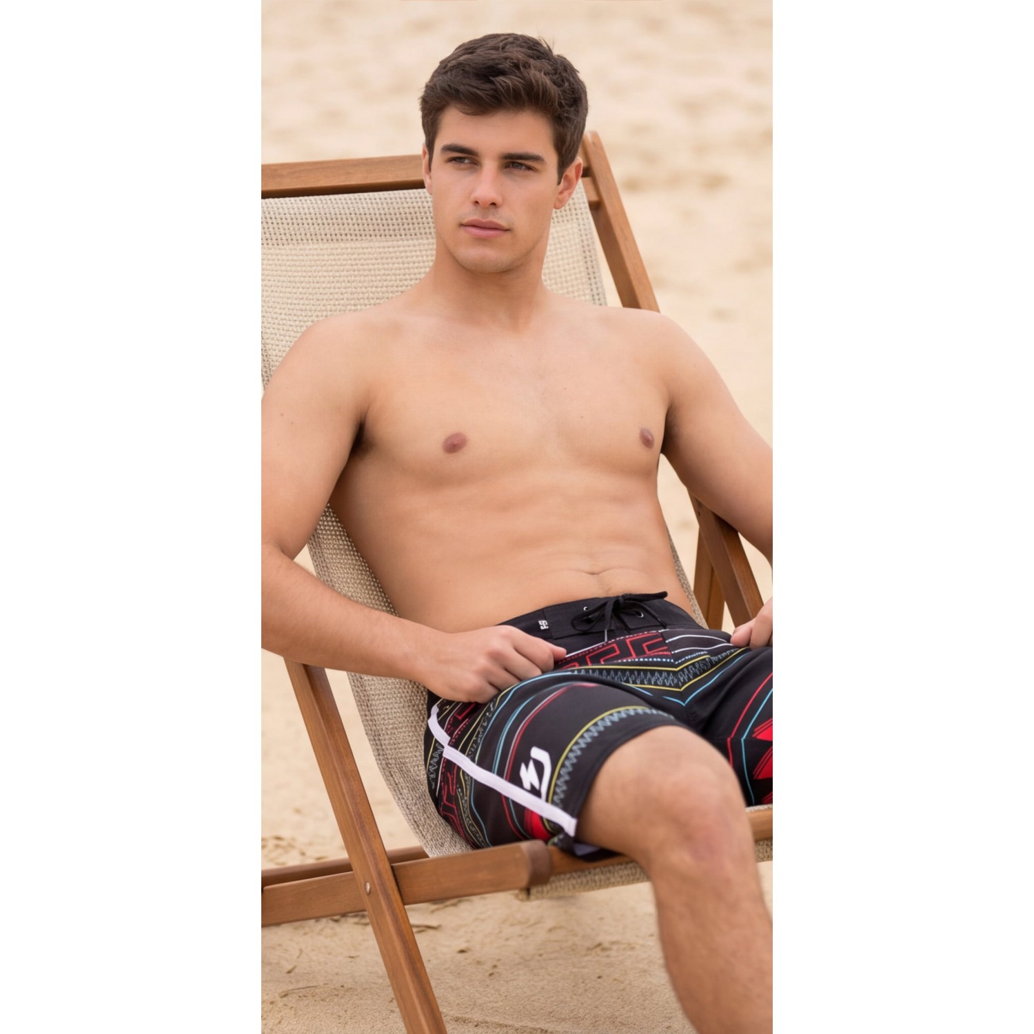 Life Style Butiken Ανδρικό Εμπριμέ Μαγιό BOARDSHORT μήκους 57 cm LS114866 BLACK Ανδρικά