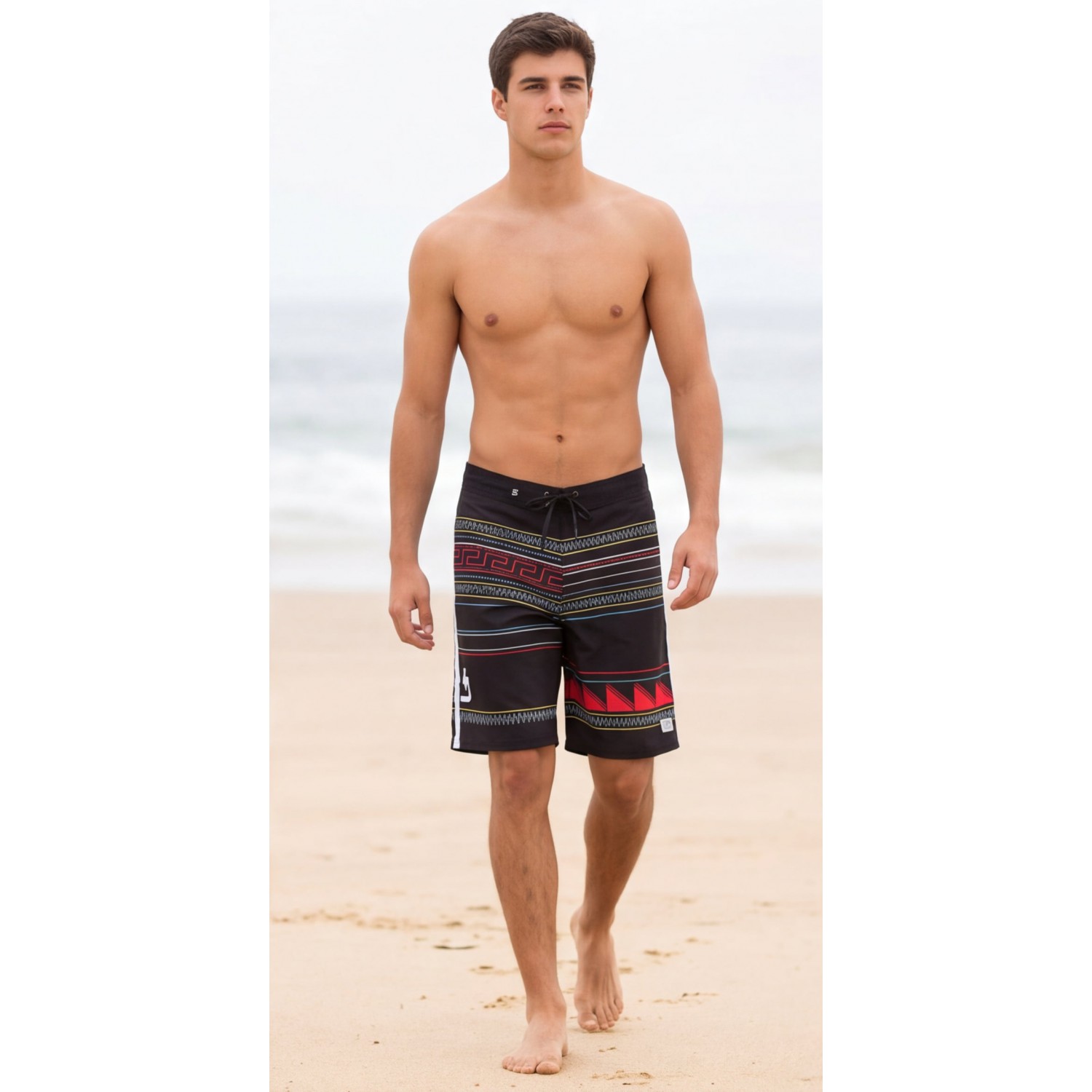Life Style Butiken Ανδρικό Εμπριμέ Μαγιό BOARDSHORT μήκους 57 cm LS114866 BLACK Ανδρικά