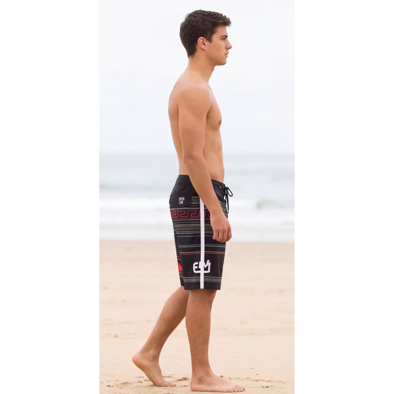 Life Style Butiken Ανδρικό Εμπριμέ Μαγιό BOARDSHORT μήκους 57 cm LS114866 BLACK Ανδρικά