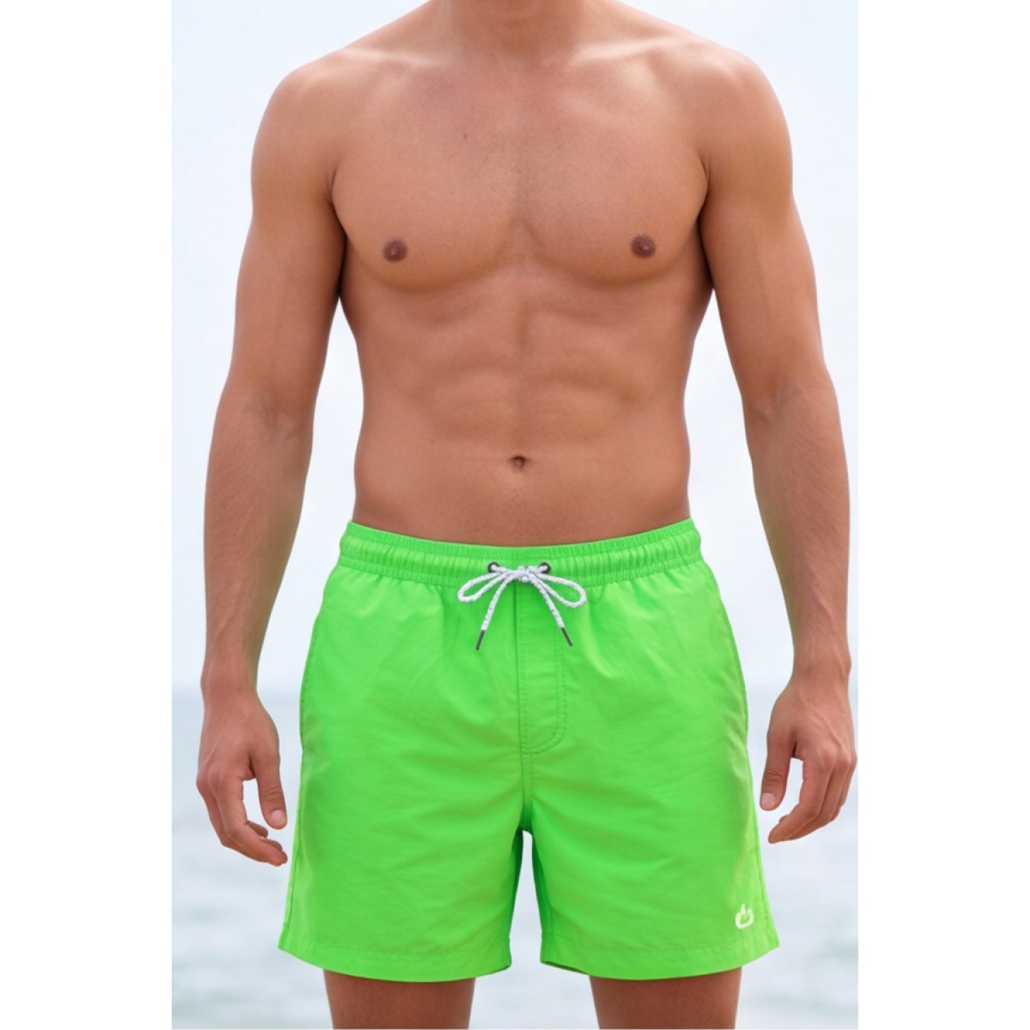 Life Style Butiken Ανδρικό Μονόχρωμο Μαγιό μήκους 40 cm LS11684 LIME Ανδρικά