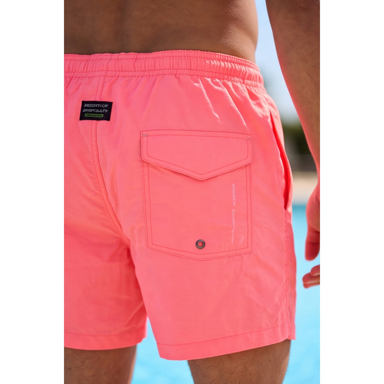Life Style Butiken Ανδρικό Μονόχρωμο Μαγιό μήκους 40 cm LS11684 PINK Ανδρικά
