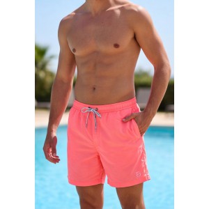 Life Style Butiken Ανδρικό Μονόχρωμο Μαγιό μήκους 40 cm LS11684 PINK Ανδρικά