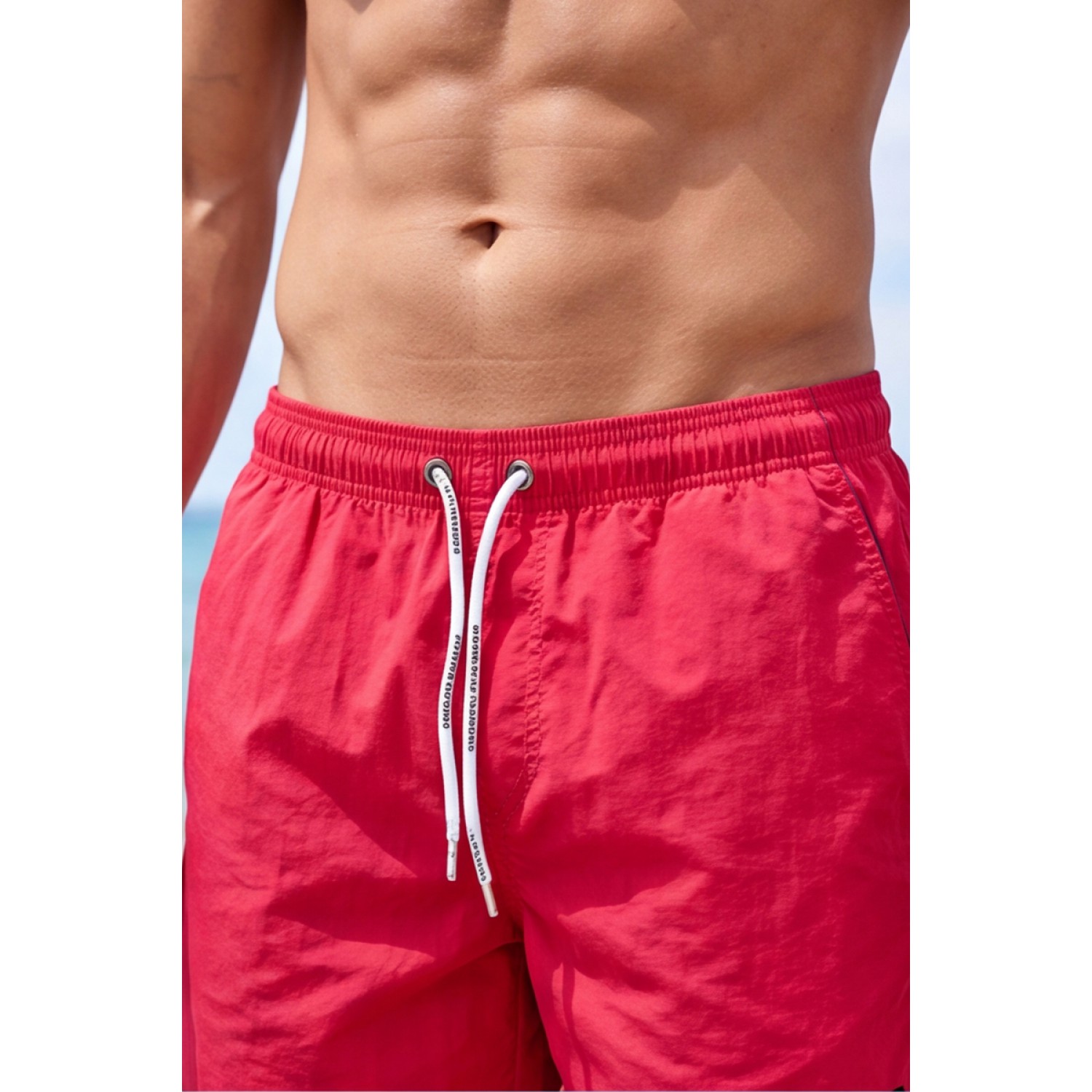 Life Style Butiken Ανδρικό Μονόχρωμο Μαγιό μήκους 40 cm LS11684 RED Ανδρικά