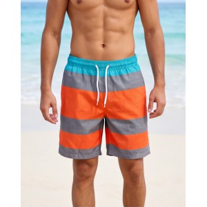 Life Style Butiken Ανδρικό Ριγέ Μαγιό 44cm LS1300030 ORANGE Ανδρικά