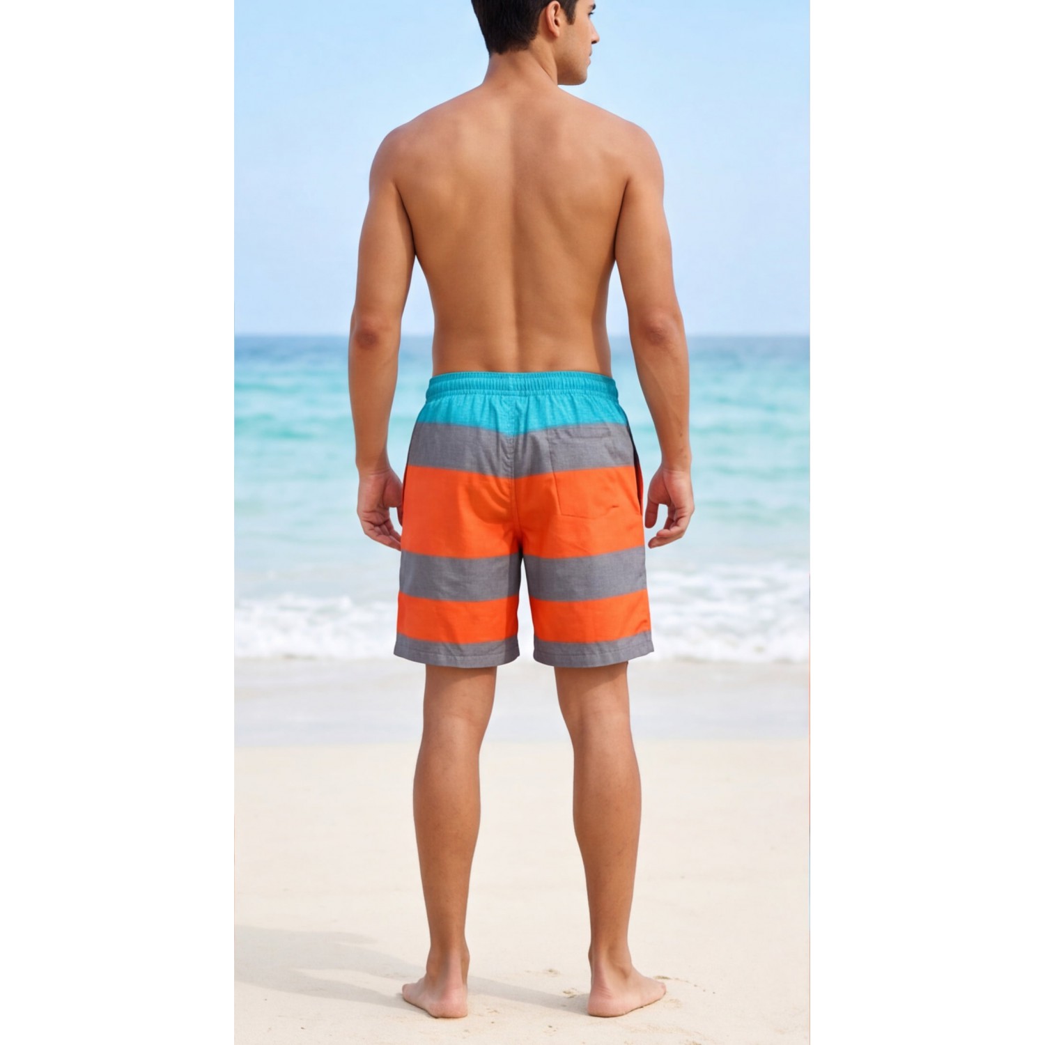 Life Style Butiken Ανδρικό Ριγέ Μαγιό 44cm LS1300030 ORANGE Ανδρικά