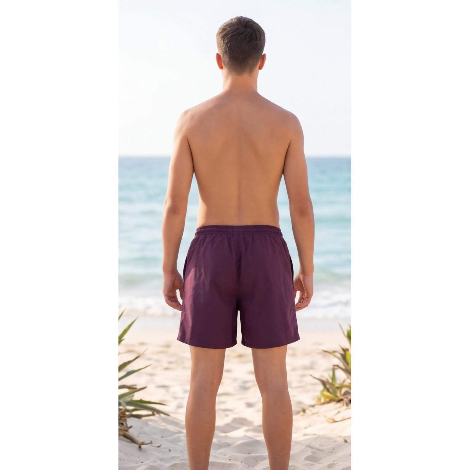 Life Style Butiken Ανδρικό Μονόχρωμο Μαγιό μήκους 42 cm LS1300031 BORDEAUX Ανδρικά