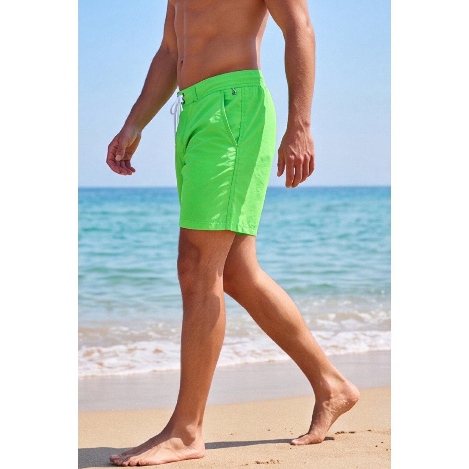 Life Style Butiken Ανδρικό Μονόχρωμο Μαγιό μήκους 40 cm LS131380 LIME 