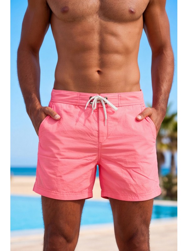 Life Style Butiken Ανδρικό Μονόχρωμο Μαγιό μήκους 40 cm LS131380 PINK