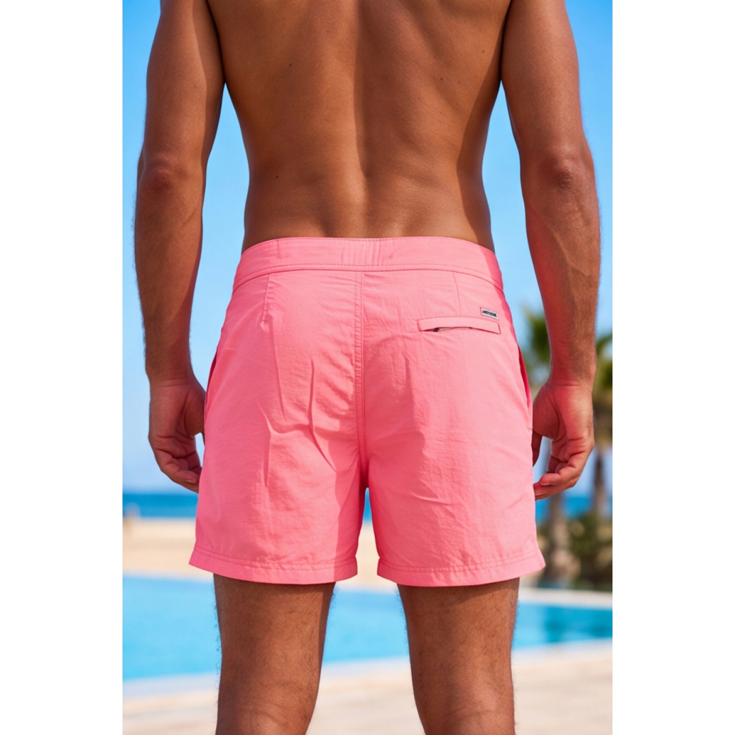 Life Style Butiken Ανδρικό Μονόχρωμο Μαγιό μήκους 40 cm LS131380 PINK Ανδρικά
