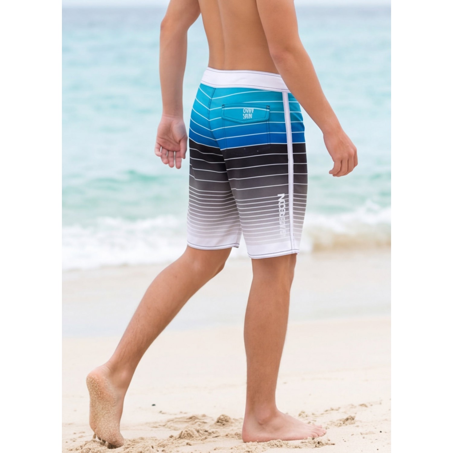 Life Style Butiken Ανδρικό Ριγέ Μαγιό BOARDSHORT μήκους 57 cm LS1486 BLUE Ανδρικά