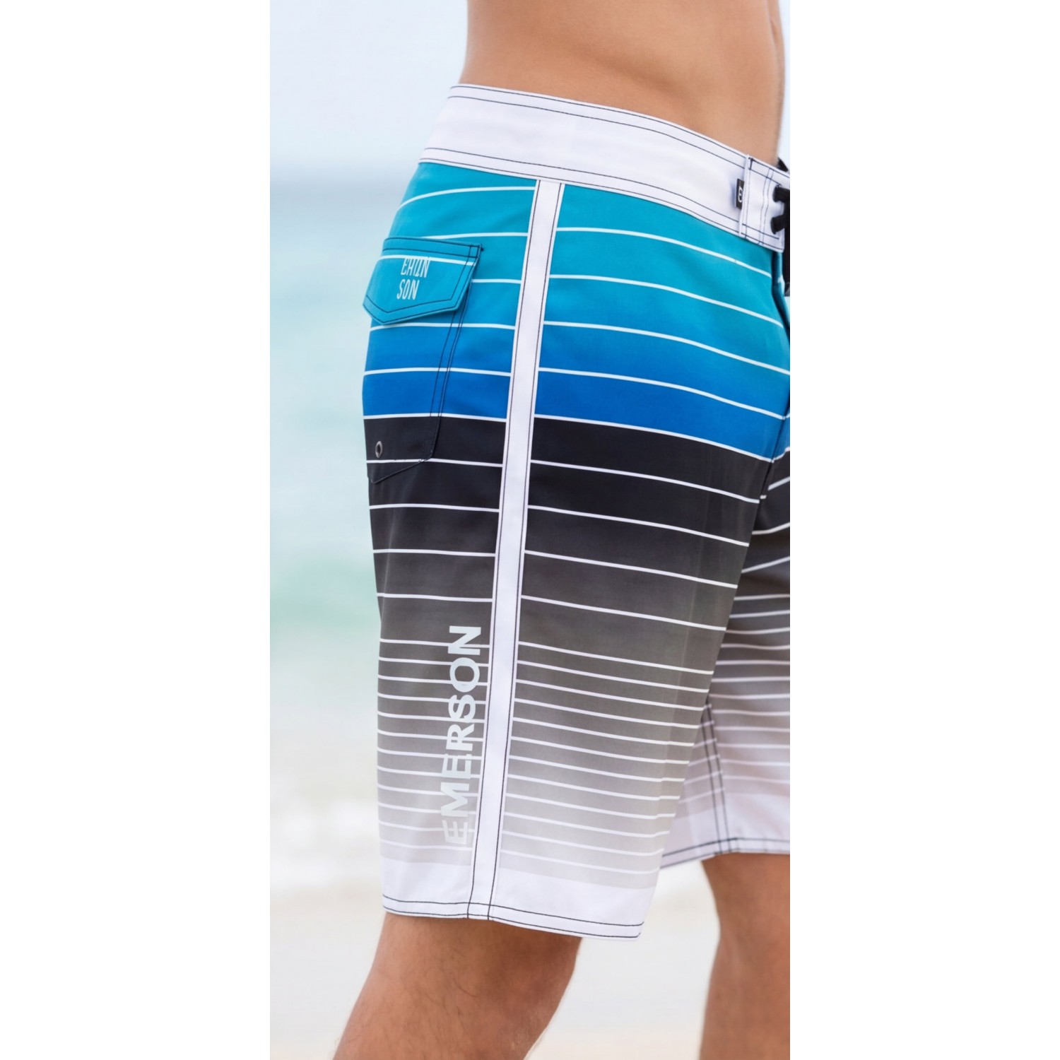 Life Style Butiken Ανδρικό Ριγέ Μαγιό BOARDSHORT μήκους 57 cm LS1486 BLUE Ανδρικά