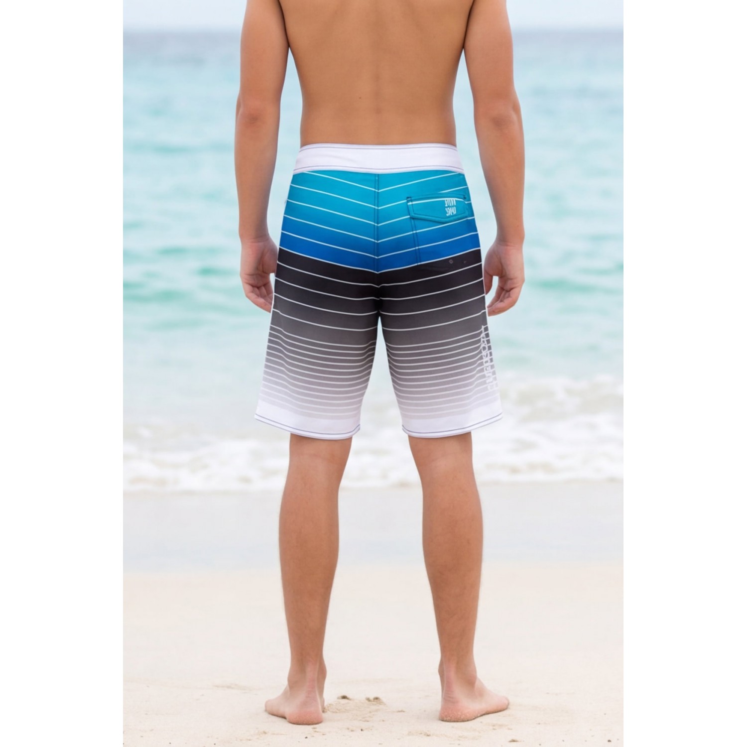 Life Style Butiken Ανδρικό Ριγέ Μαγιό BOARDSHORT μήκους 57 cm LS1486 BLUE Ανδρικά